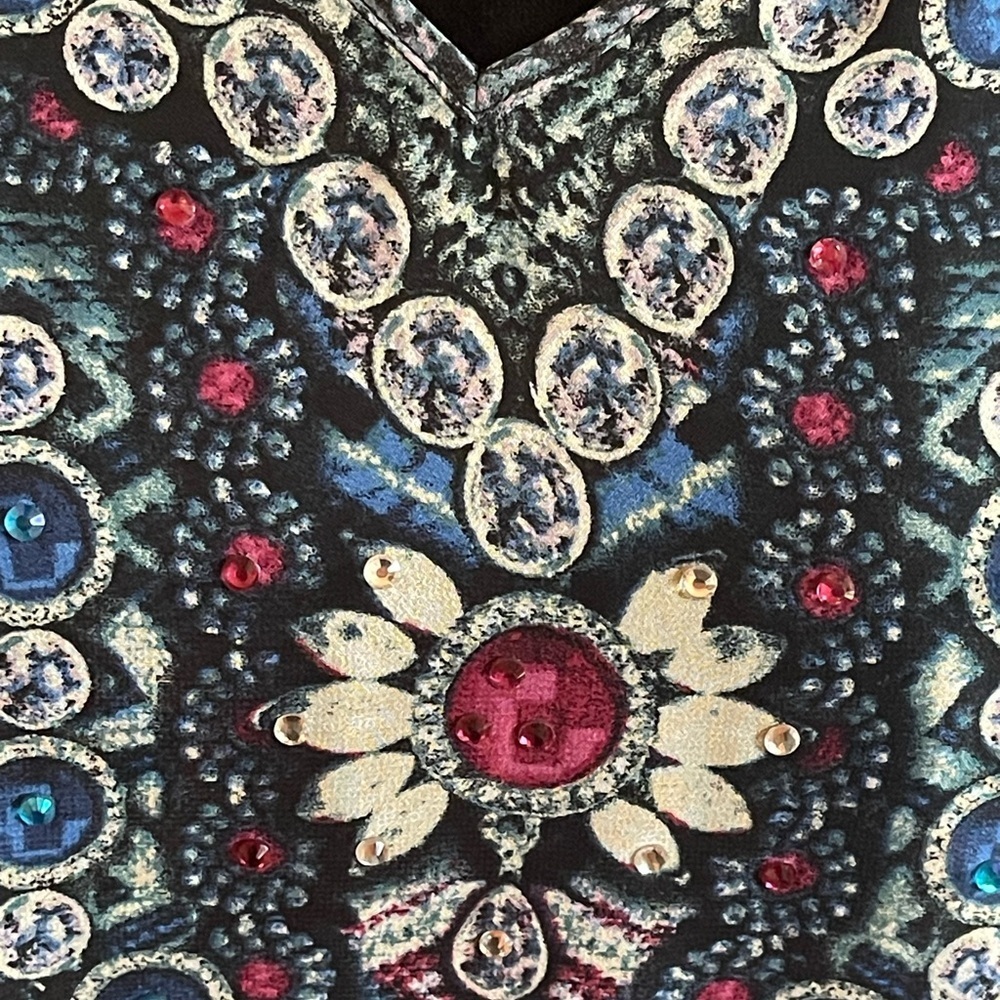 BELLE BY KIM GRAVEL JEWELED MEDALLION BOHEMIAN FAIRY-CORE PONCHO SZ LG - Picture 3 of 9